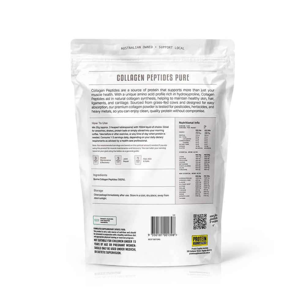 Protein Supplies Australia Grass Fed Collagen Peptides 500g Or 1Kg, Pure Unflavoured - Image 4