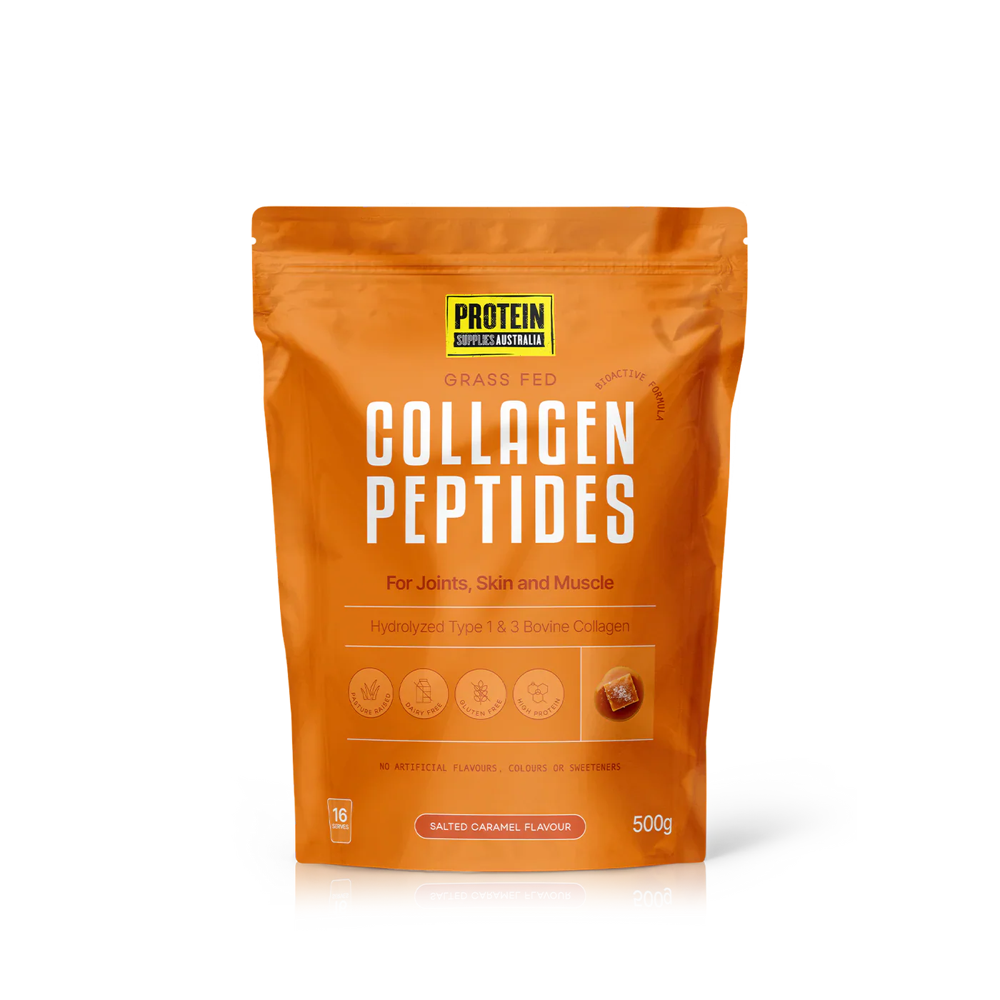 Protein Supplies Australia Grass Fed Collagen Peptides 500g Or 1Kg, Salted Caramel Flavour - Image 3