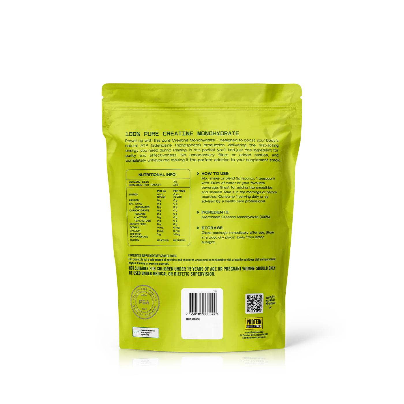 Protein Supplies Australia 100% Pure Creatine {Monohydrate} 200g Or 500g, Pure Flavour - Image 4