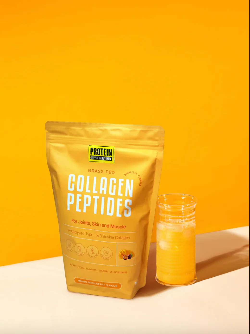 Protein Supplies Australia Grass Fed Collagen Peptides 500g Or 1Kg, Mango Passionfruit Flavour - Image 3