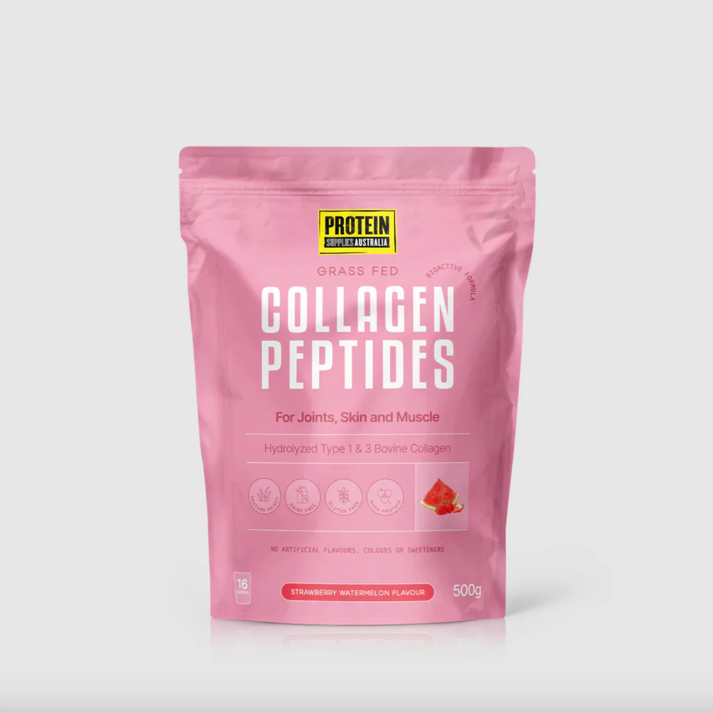 Protein Supplies Australia Grass Fed Collagen Peptides 500g Or 1Kg, Strawberry Watermelon Flavour - Image 3