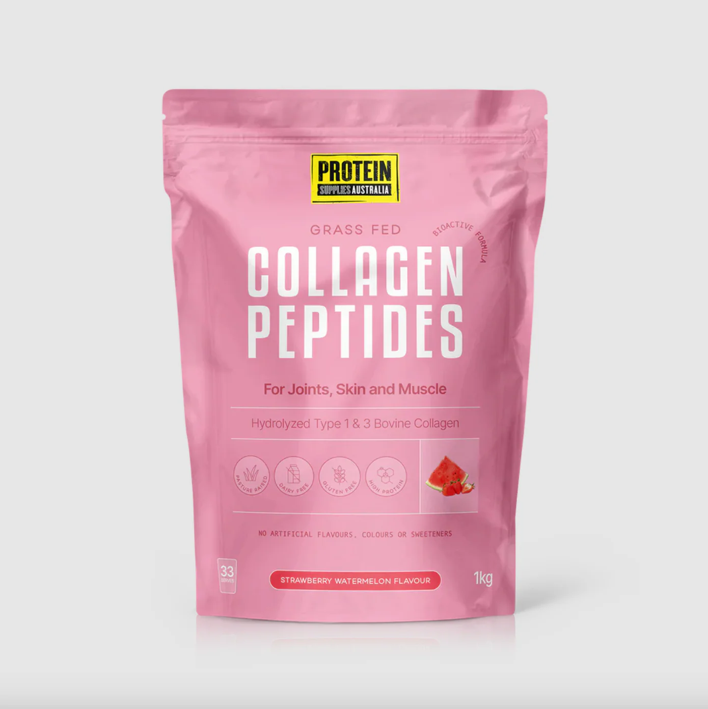 Protein Supplies Australia Grass Fed Collagen Peptides 500g Or 1Kg, Strawberry Watermelon Flavour - Image 4
