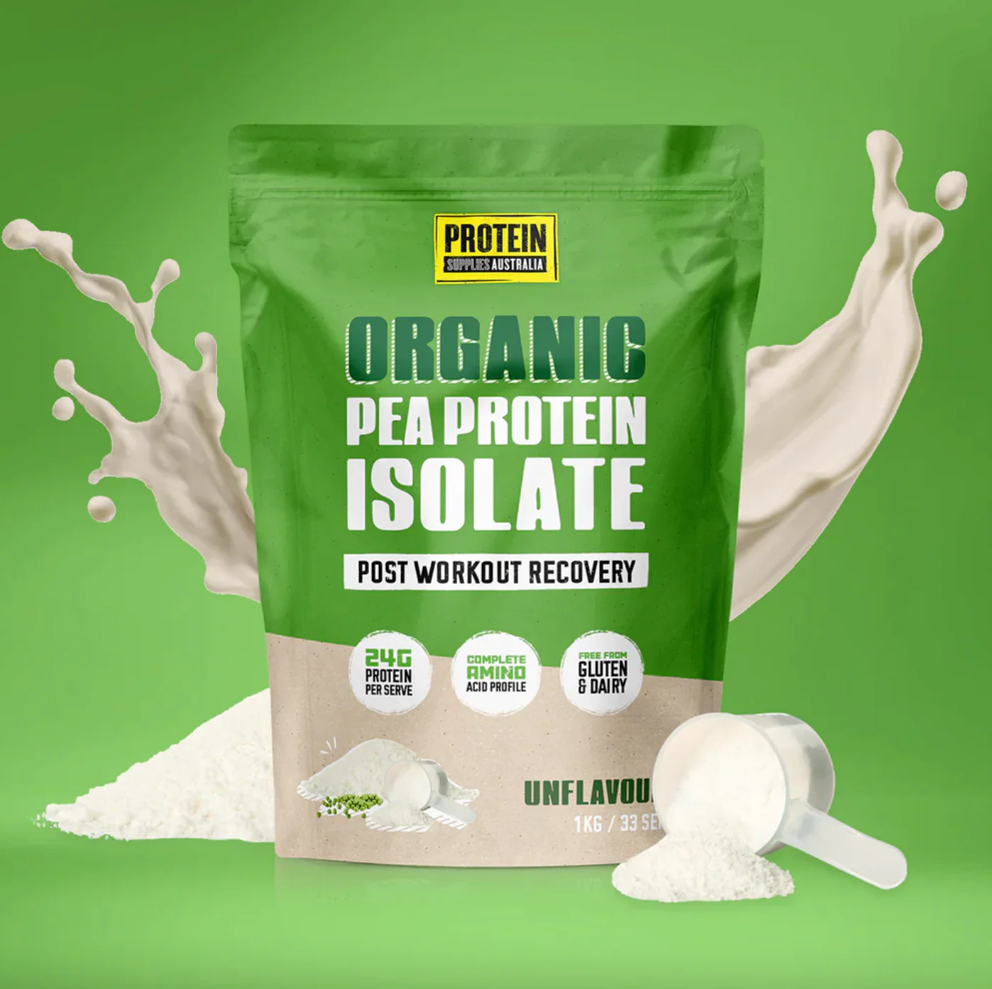 Protein Supplies Australia Organic Pea Protein Isolate 500g Or 1Kg, Unflavoured