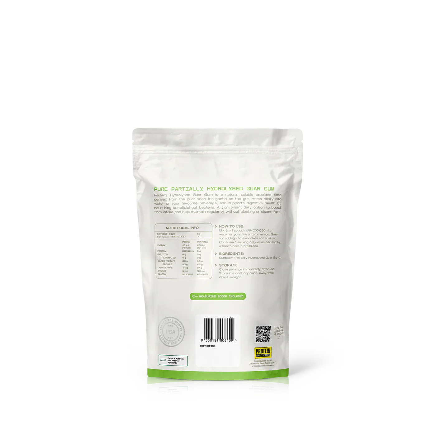 Protein Supplies Australia Pure Partially Hydrolysed Guar Gum Fibre 150g, Unflavoured - Image 2