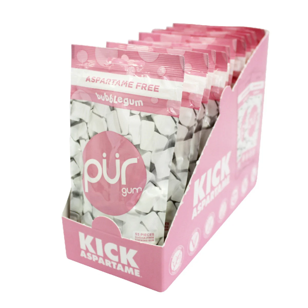 PUR Bubblegum Gum Single Bag 77g Or A Box Of 12, Aspartame Free & Gluten Free {Resealable Bag} - Image 2