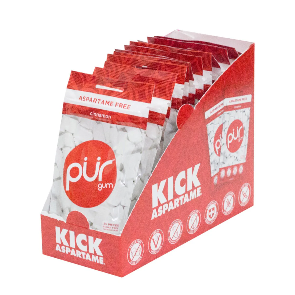 PUR Cinnamon Gum Single Bag 77g Or A Box Of 12, Aspartame Free & Gluten Free {Resealable Bag} - Image 2