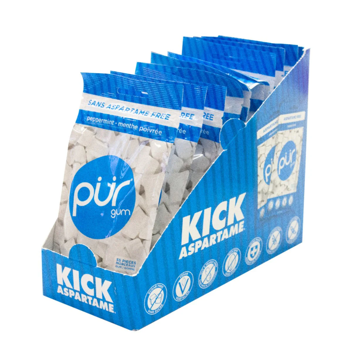 PUR Peppermint Gum Single Bag 77g Or A Box Of 12, Aspartame Free & Gluten Free {Resealable Bag} - Image 2