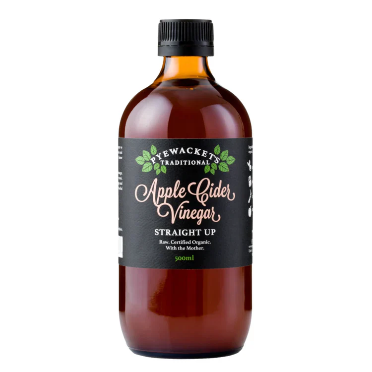 Pyewacket's Traditional Apple Cider Vinegar 500mL, Straight Up Raw & Certified Organic With The Mother