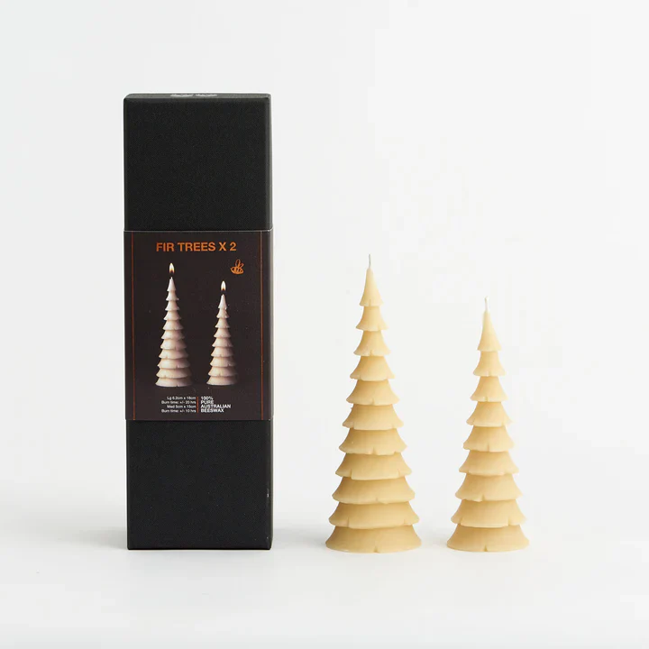 Queen B Pure Australian Beeswax Fir Trees Candles (2) - A Black Label Gift Box, +/-10 Hours Burn Time - Image 2