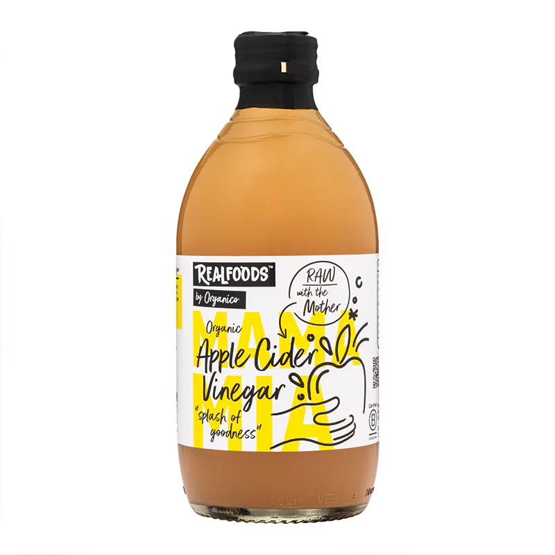 Real Foods By Organico Certified Organic Apple Cider Vinegar 500mL, Raw With The Mother