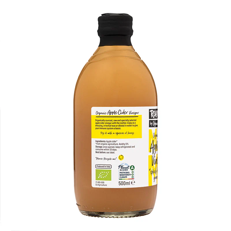 Real Foods By Organico Certified Organic Apple Cider Vinegar 500mL, Raw With The Mother - Image 2
