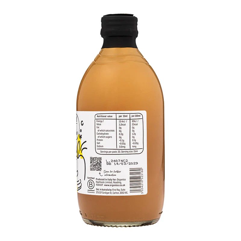 Real Foods By Organico Certified Organic Apple Cider Vinegar 500mL, Raw With The Mother - Image 3
