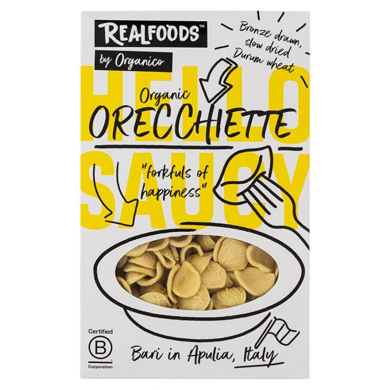 Real Foods By Organico Certified Organic Orecchiette Pasta 500g, Bronze Drawn & Slow Dried Durum Wheat (Copy)