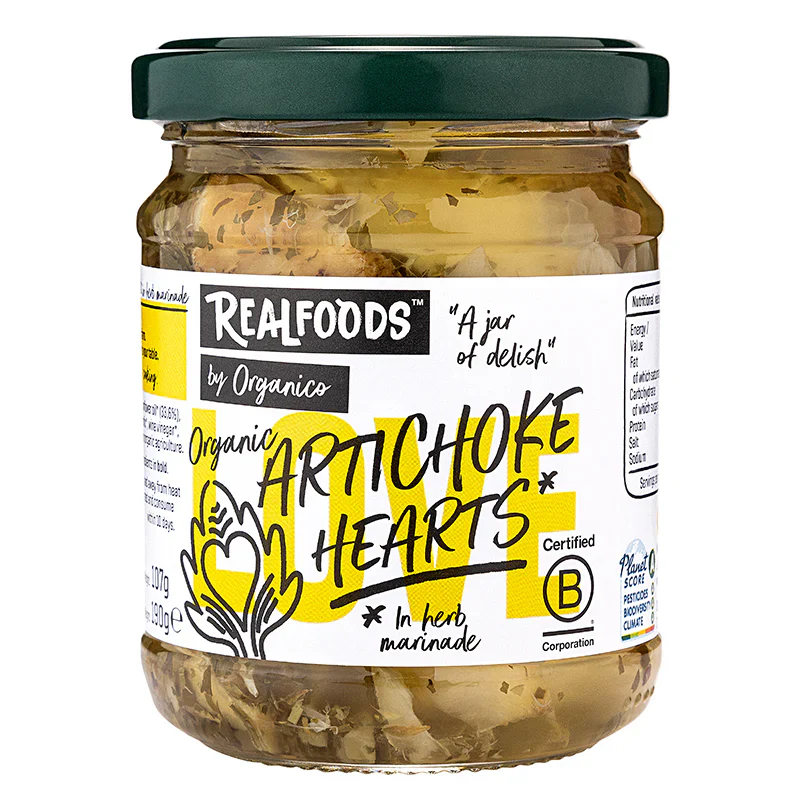 Real Foods By Organico Certified Organic Artichoke Heart 190g, In An Herb Marinade