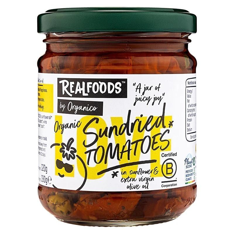 Real Foods By Organico Certified Organic Sundried Tomatoes In Extra Virgin Olive Oil 190g, A Jar Of Juicy Joy