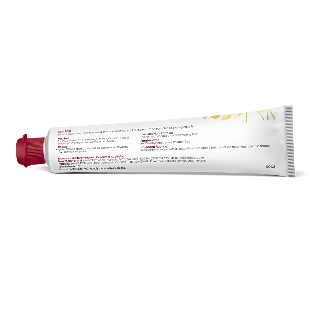 Red Seal Lemon Flavour Toothpaste 100g, SLS & Mint Free - Image 3