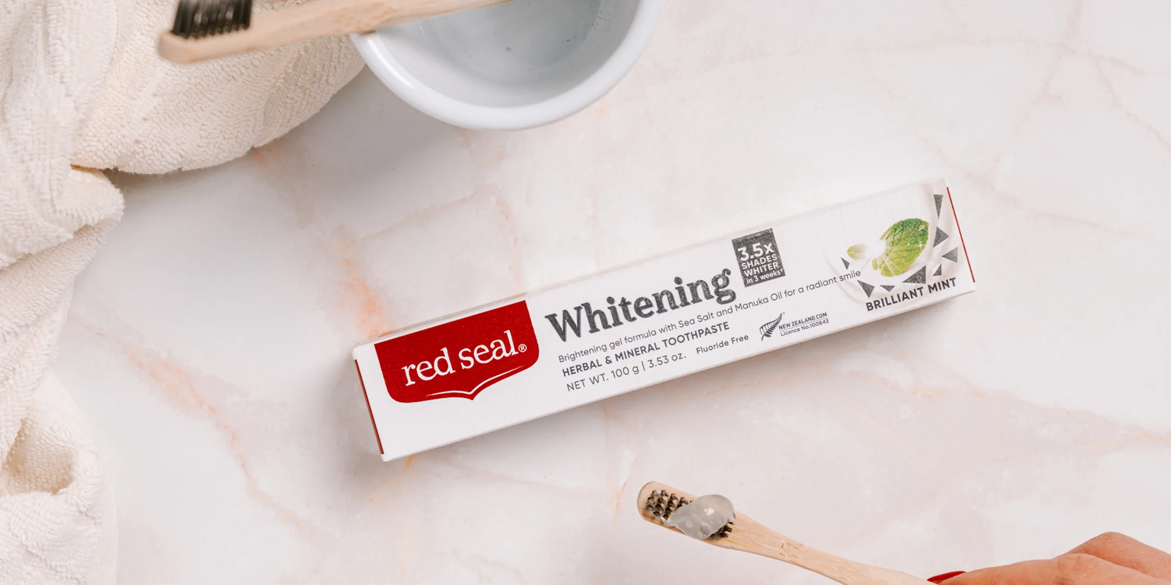 Red Seal Whitening Fluoride Free Toothpaste 100g, With Sea Salt & Manuka Oil - Image 4