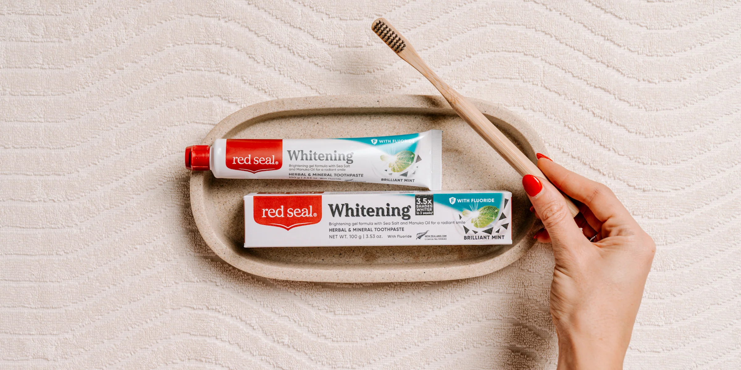 Red Seal Whitening With Fluoride Toothpaste 100g, With Sea Salt & Manuka Oil