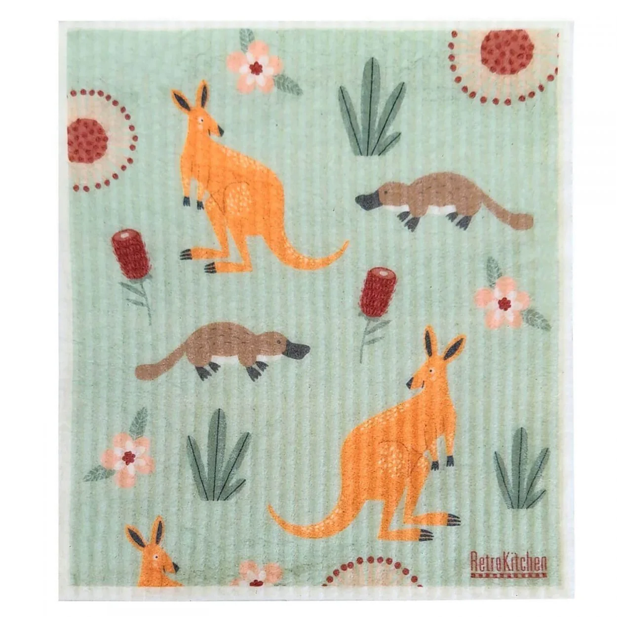 Retro Kitchen 100% Biodegradable Dishcloth, Kangaroo