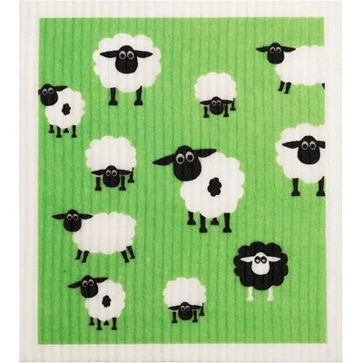 Retro Kitchen 100% Biodegradable Dishcloth, Sheep Pattern
