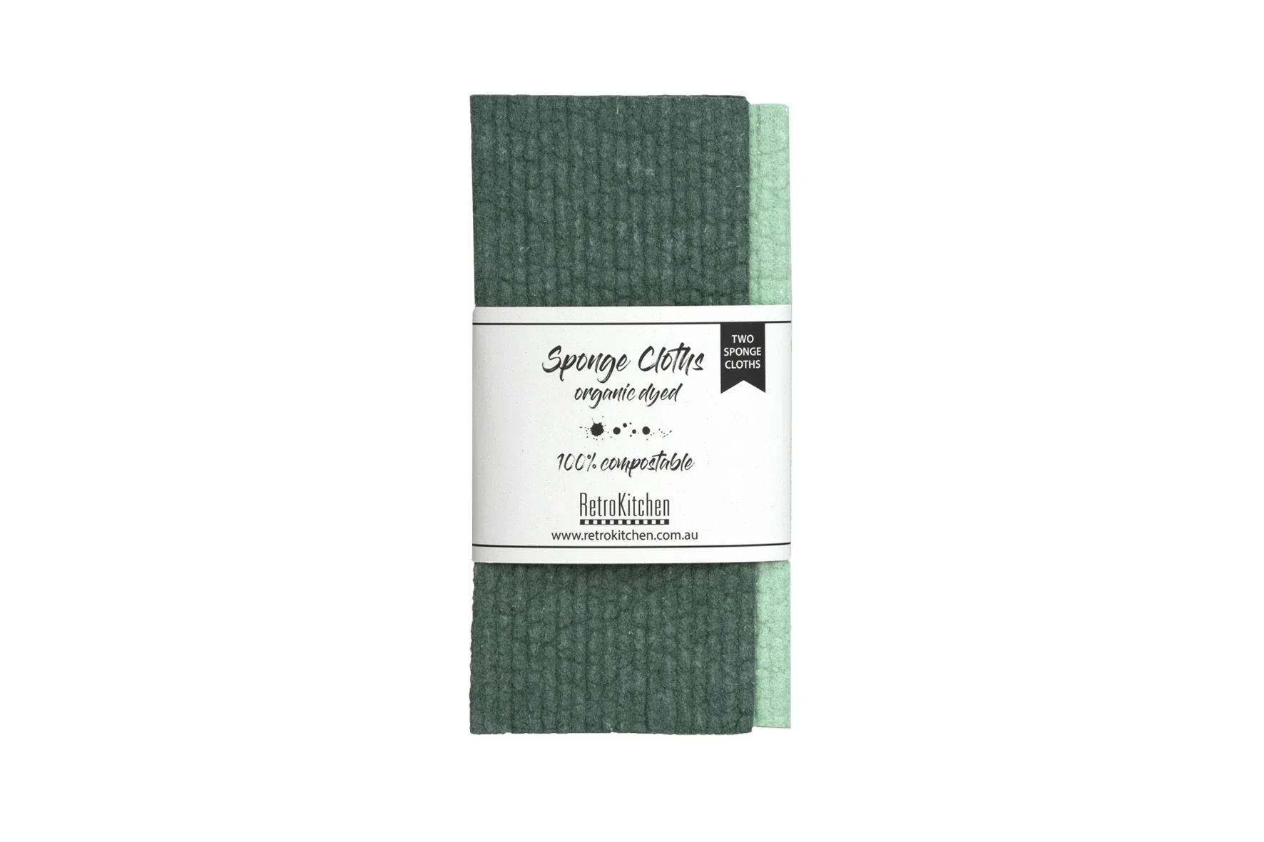 Retro Kitchen Organic Dyed 100% Biodegradable Dishcloth Set x2, Forest
