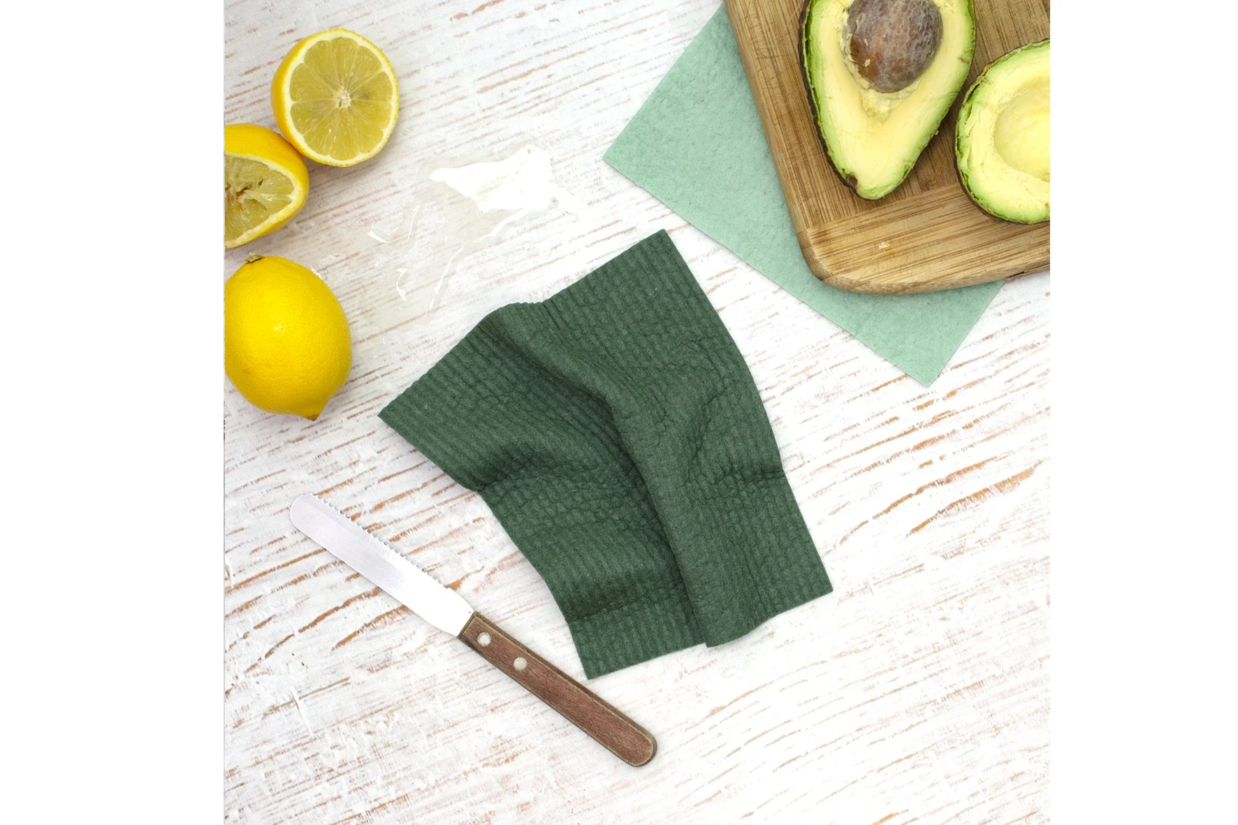 Retro Kitchen Organic Dyed 100% Biodegradable Dishcloth Set x2, Forest - Image 4