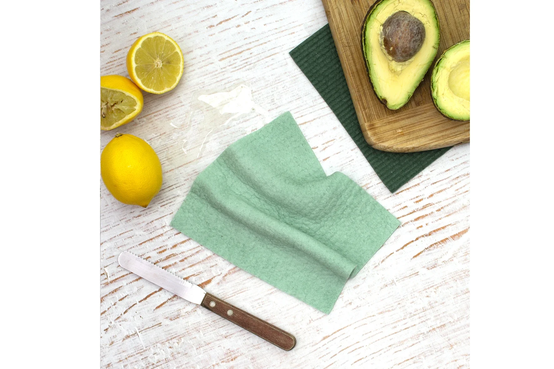 Retro Kitchen Organic Dyed 100% Biodegradable Dishcloth Set x2, Forest - Image 5