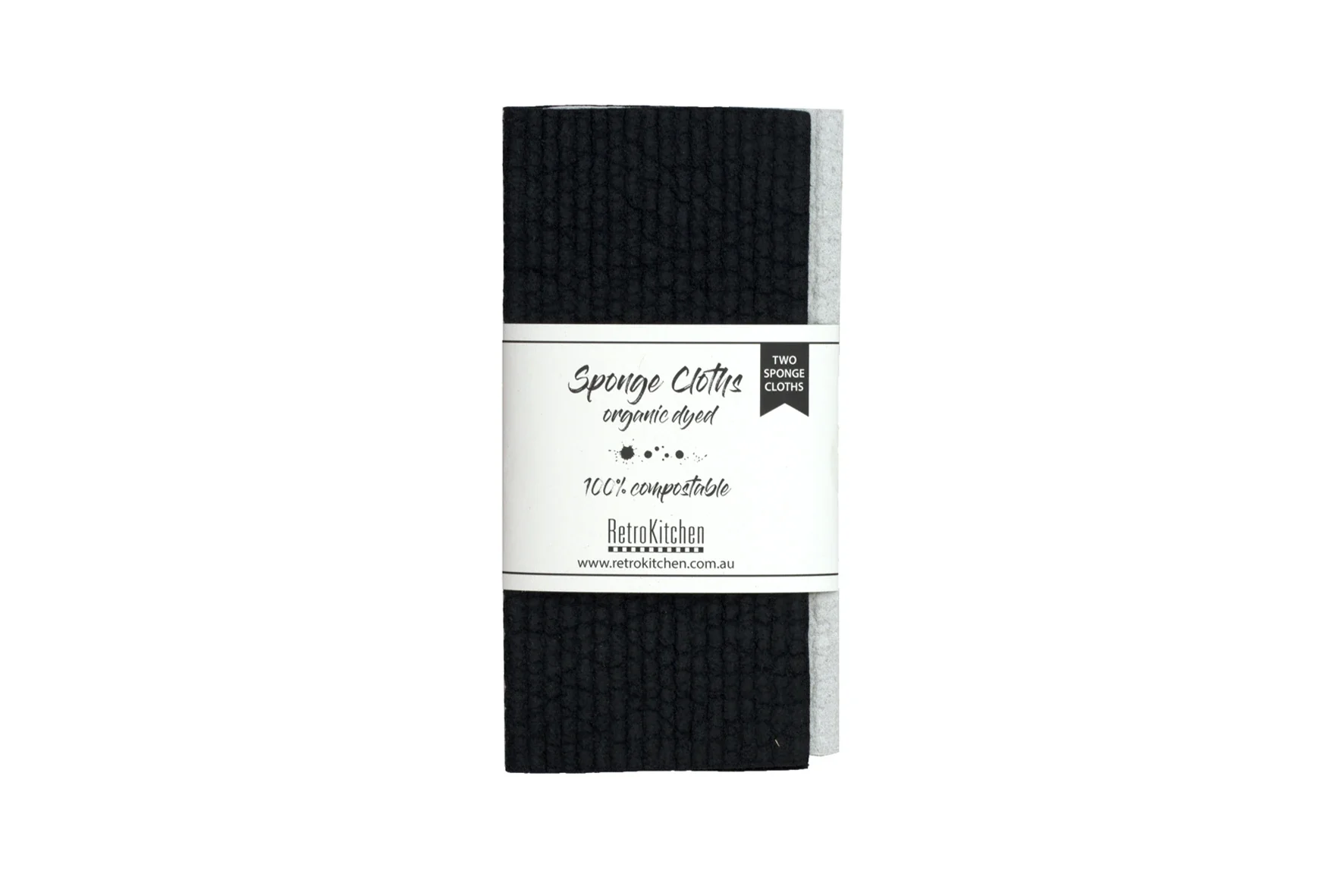 Retro Kitchen Organic Dyed 100% Biodegradable Dishcloth Set x2, Stone