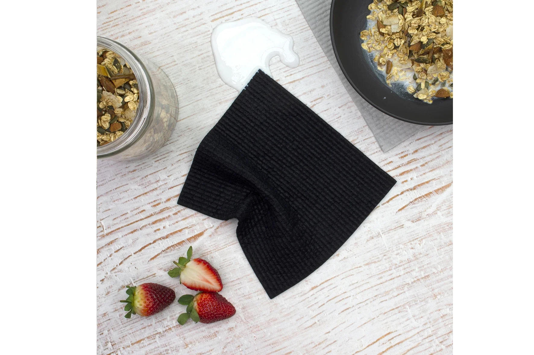 Retro Kitchen Organic Dyed 100% Biodegradable Dishcloth Set x2, Stone - Image 3