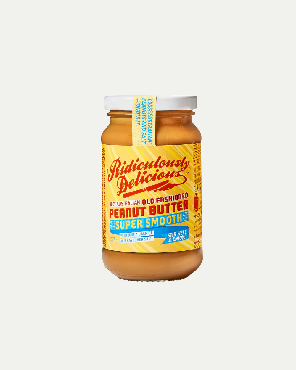 Ridiculously Delicious Super Smooth Old Fashioned Peanut Butter 375g, With A Dash Of Murray River Salt
