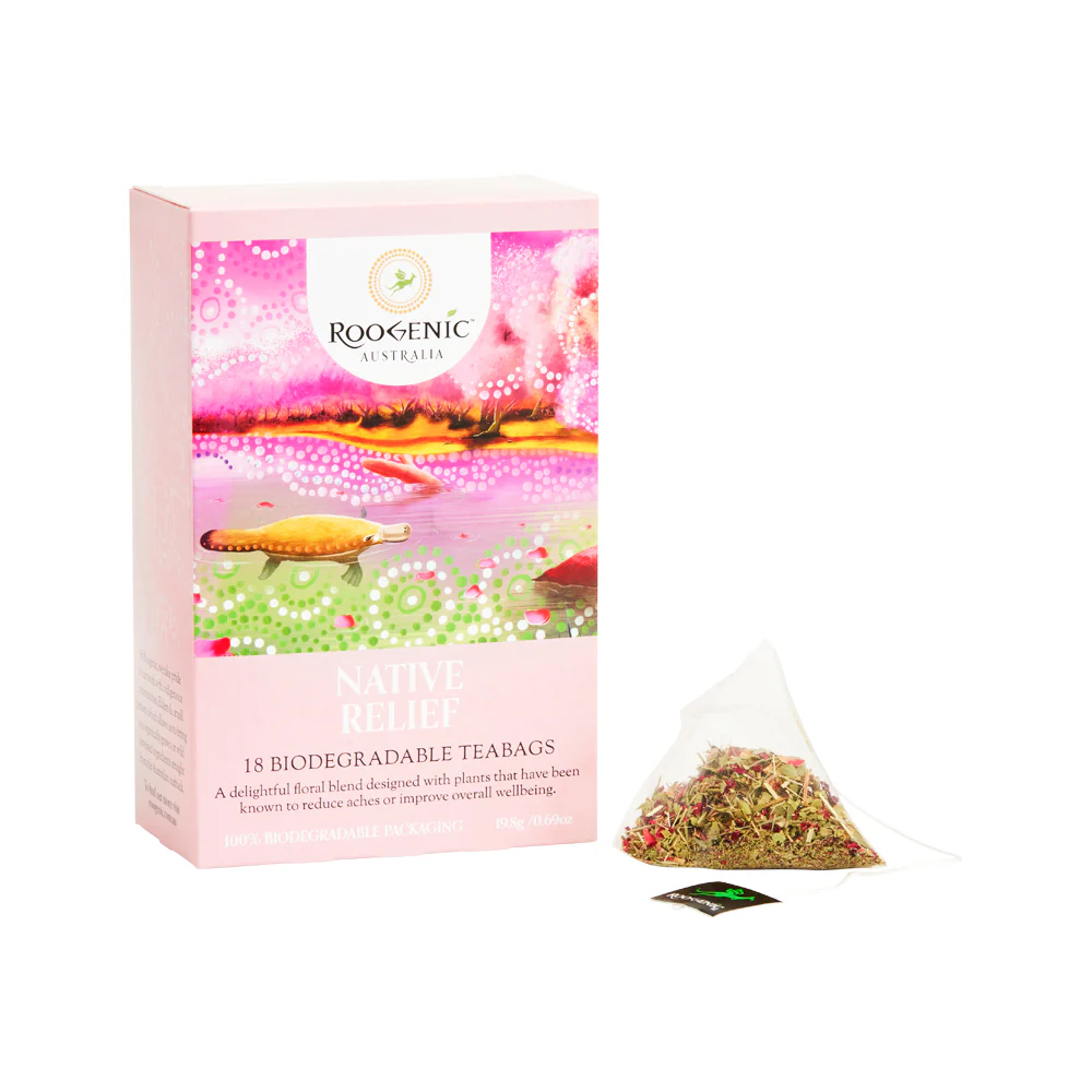 Roogenic Native Relief Tea 18 Tea Bags, Soothing Pain & Tension Blend