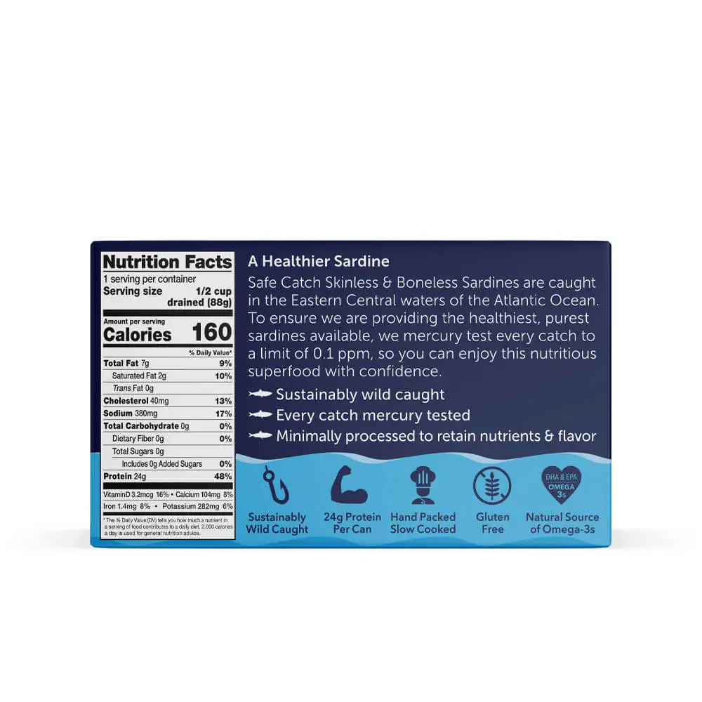 Safe Catch Wild Sardines In Water 125g, Skinless & Boneless - Image 2