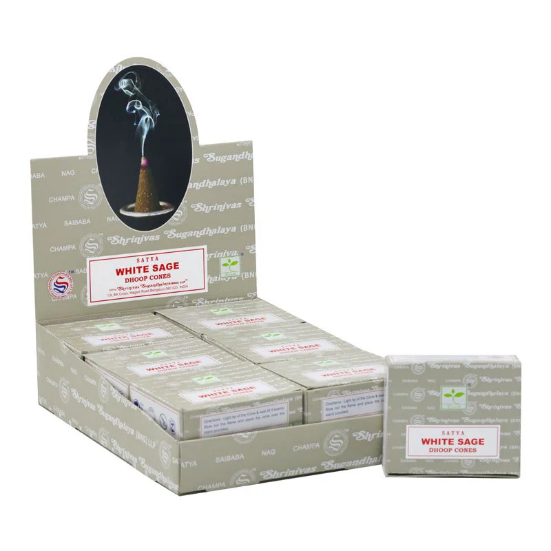 Satya Earth Series White Sage Dhoop Cones 30g, Hand Rolled In India