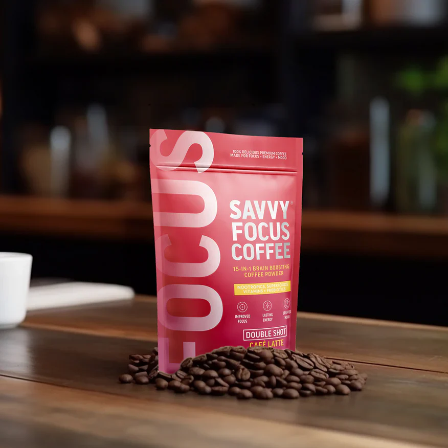 Savvy Focus Coffee 15 Serves, Double Shot Cafe Latte Flavour