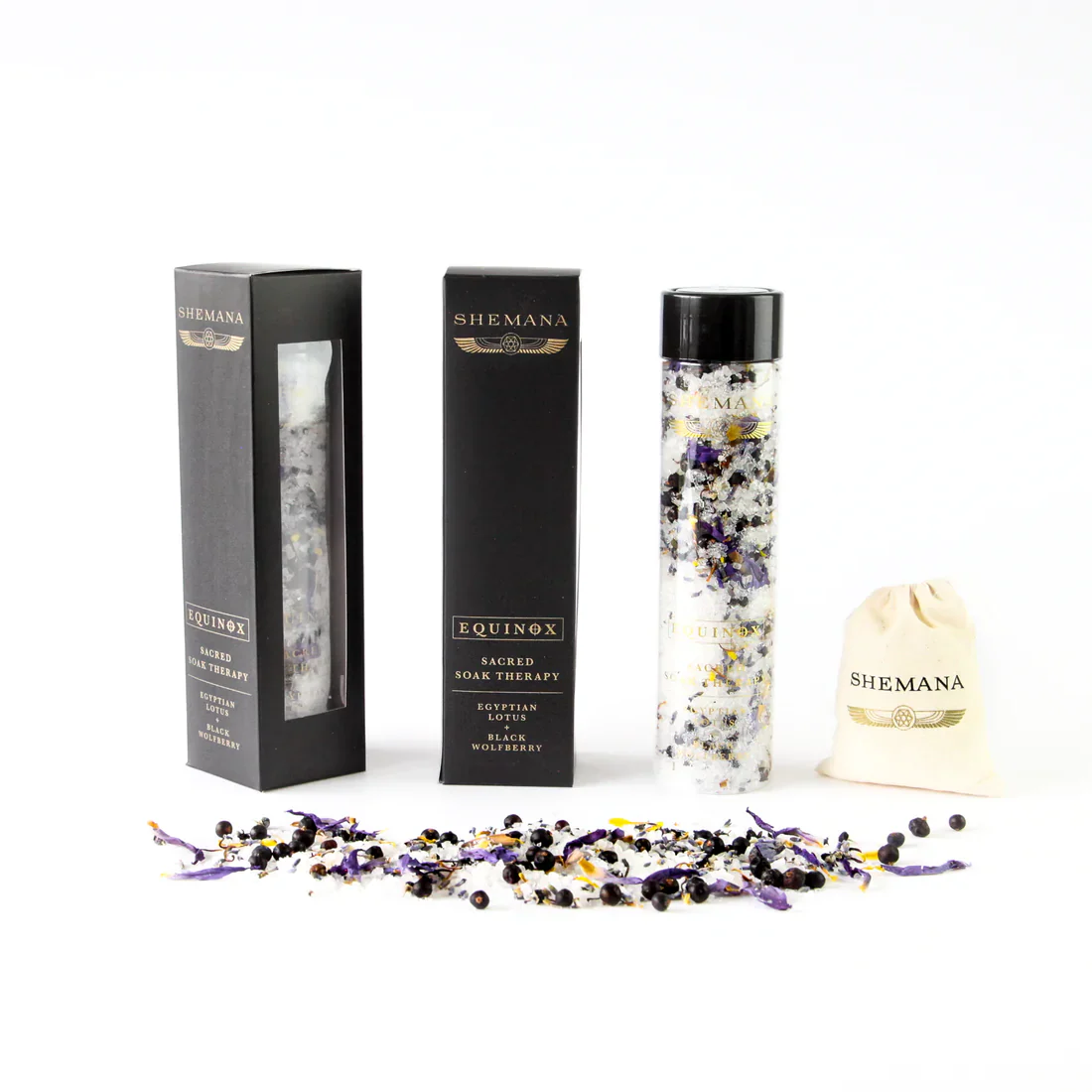 Shemana EQUINOX - Egyptian Lotus & Black Wolfberries Bath Salts 300g, Sacred Soak Therapy - Image 4