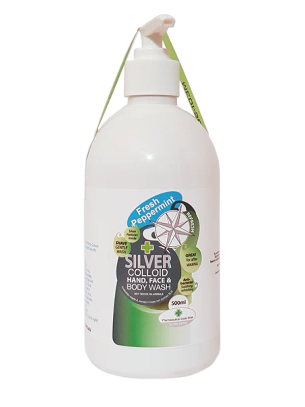 Silver Health Silver Colloid Hand, Face & Body Wash 500mL Or 1L, Fresh Peppermint With Pharmaceutical Grade Silver