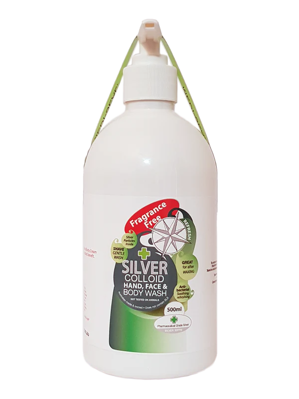Silver Health Silver Colloid Hand, Face & Body Wash 500mL Or 1L, Fragrance Free With Pharmaceutical Grade Silver