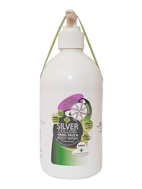 Silver Health Silver Colloid Hand, Face & Body Wash 500mL,Tea Tree, Lemongrass, Lime & Orange With Pharmaceutical Grade Silver