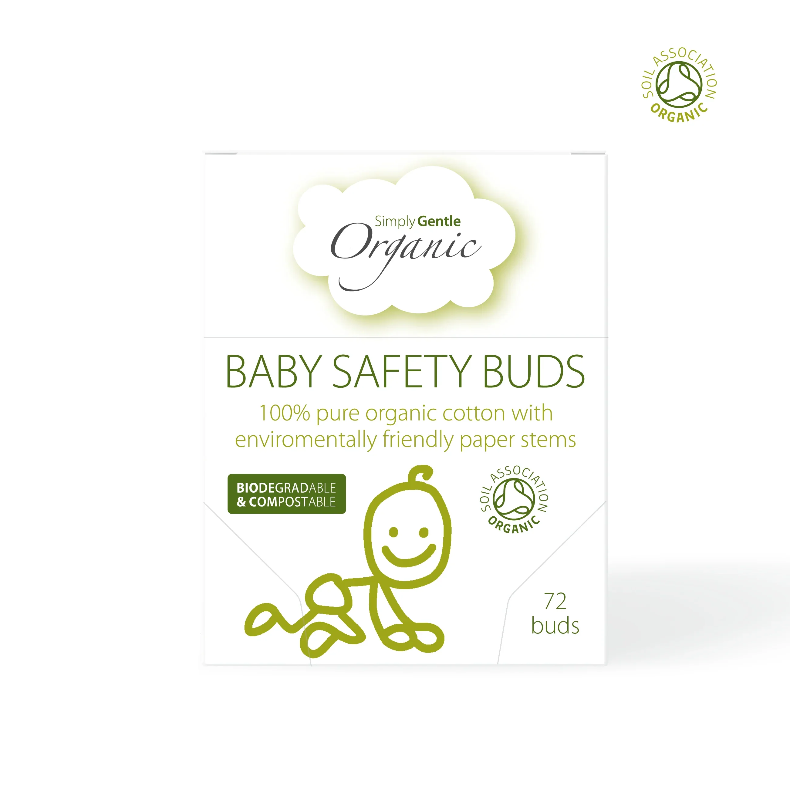 Simply Gentle Organic Baby Safety Buds Approx. 72 Pack, Biodegradable & Compostable - Image 3