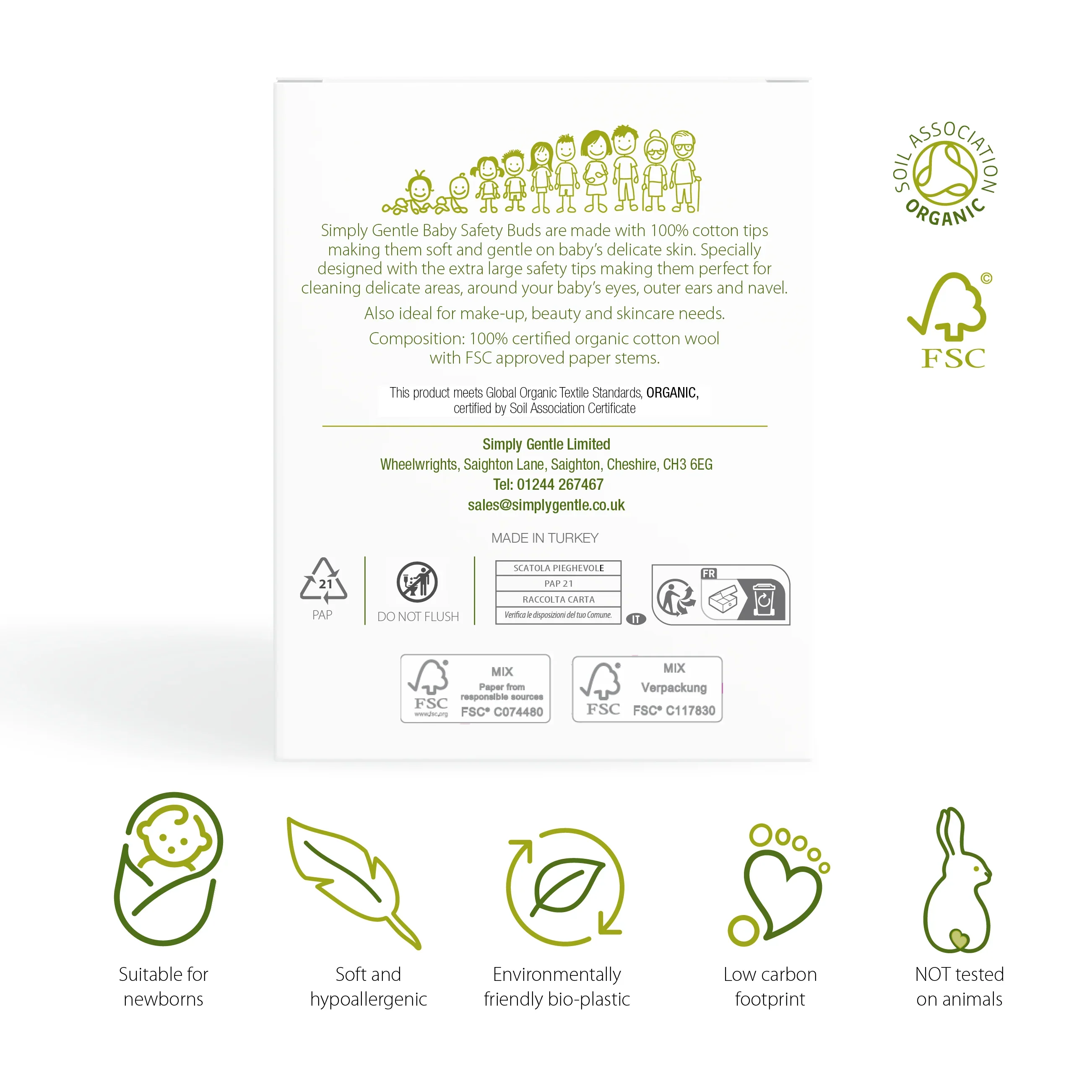 Simply Gentle Organic Baby Safety Buds Approx. 72 Pack, Biodegradable & Compostable - Image 4