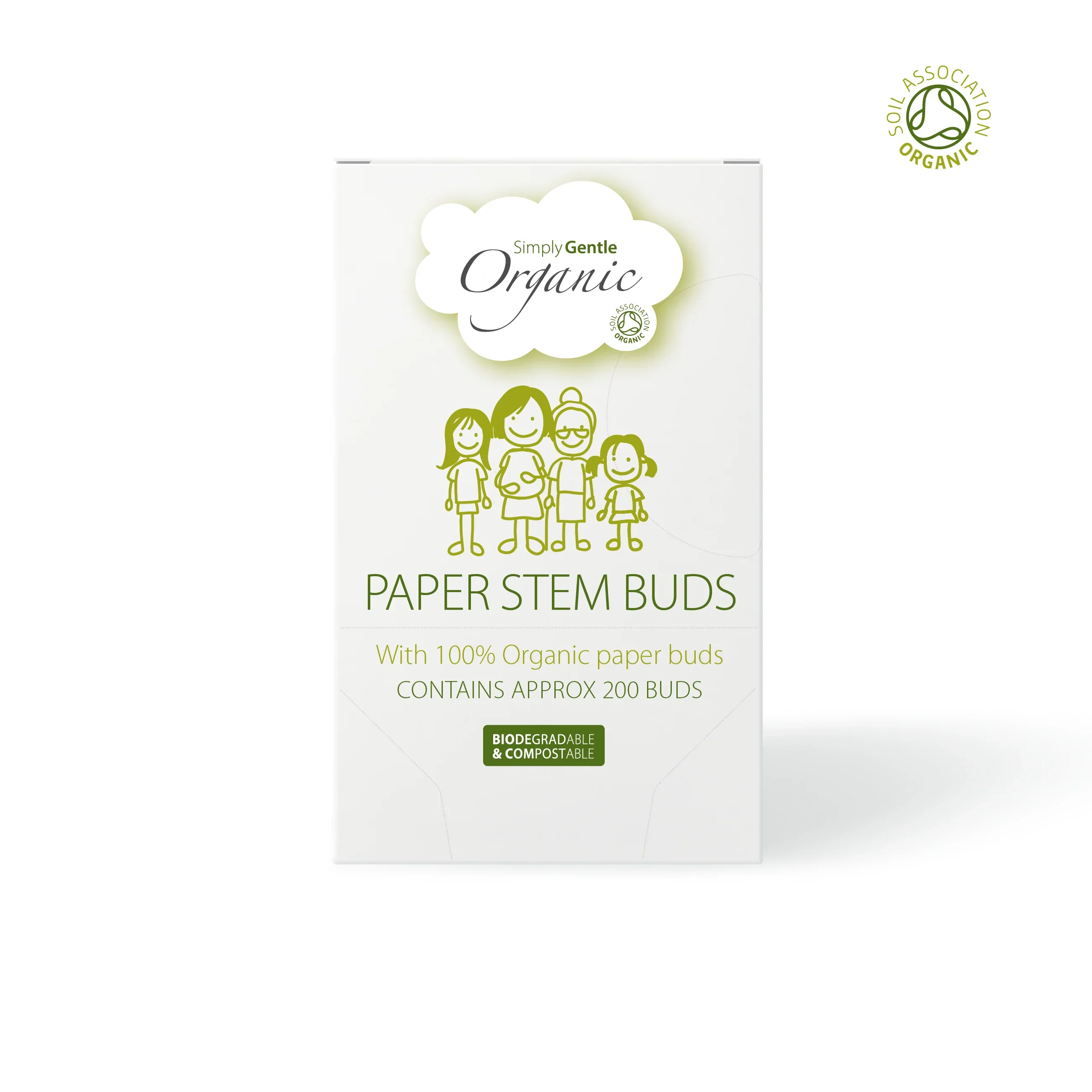 Simply Gentle Organic Paper Stem Cotton Buds Approx. 200 Pack, Naturally Absorbent & Gentle - Image 2