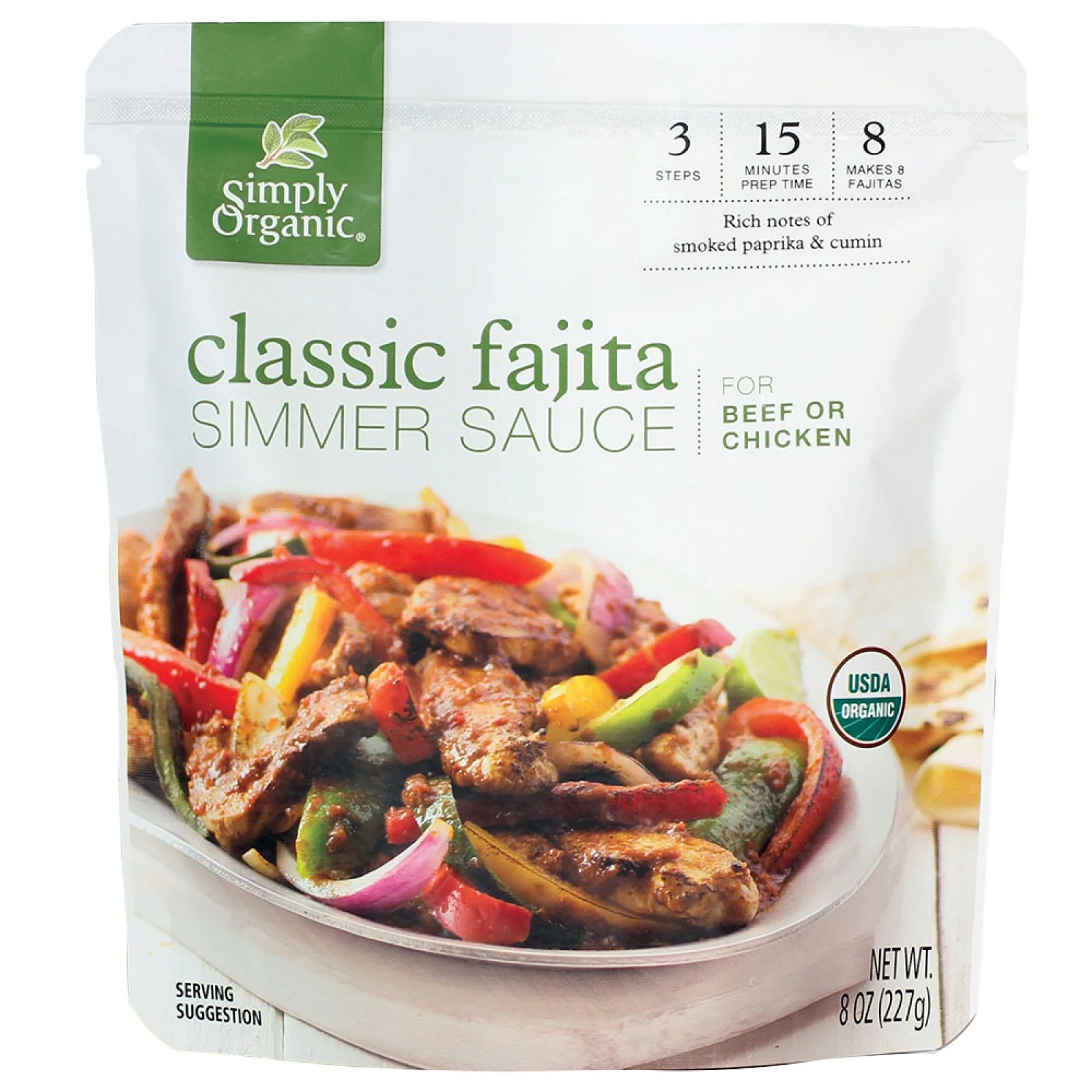 Simply Organic Classic Fajita Simmer Sauce 227g