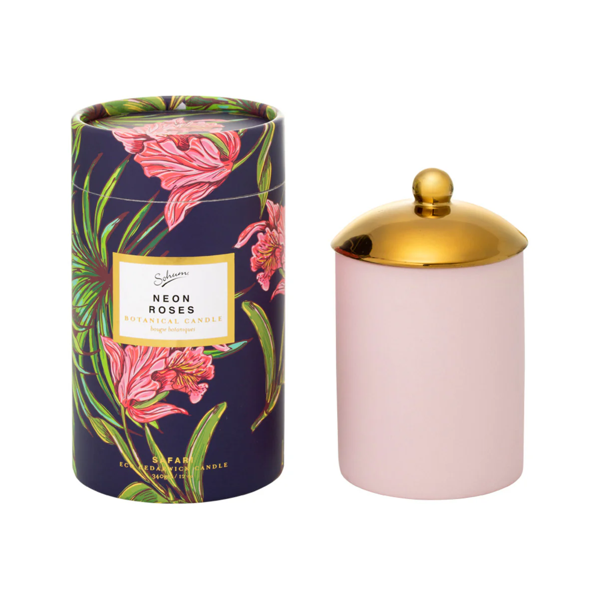Sohum Eco Candle 340g, Neon Roses