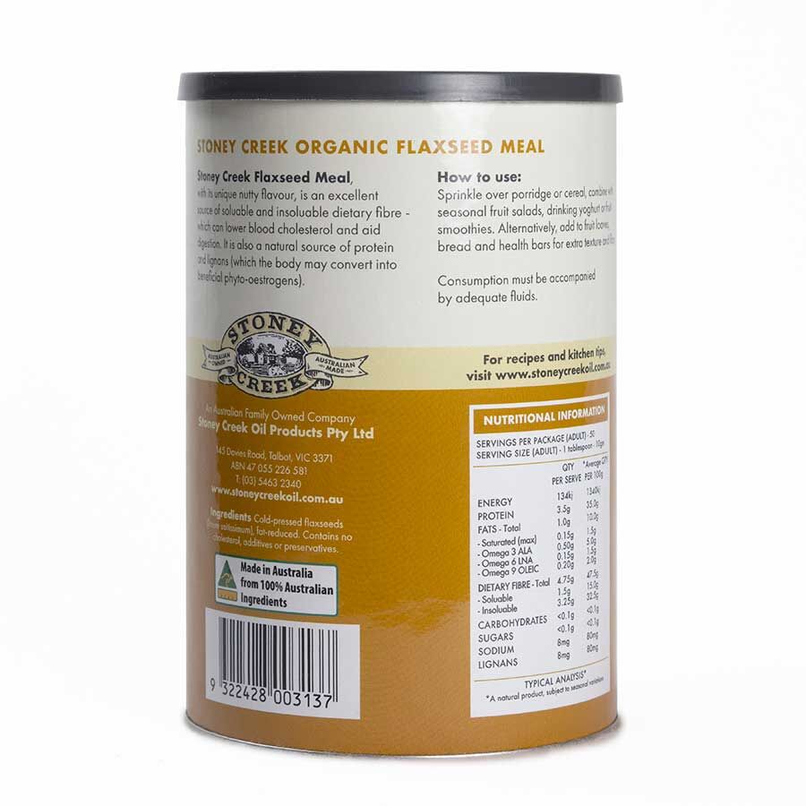 Stoney Creek Certified Organic Golden Flaxseed Meal 500g (Tin) Or 1Kg (Bag), Gluten Free & High Fibre - Image 2