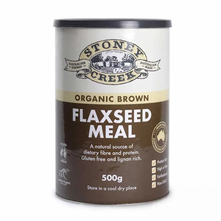 Stoney Creek Certified Organic Brown Flaxseed Meal 500g (Tin) Or 1Kg (Bag), Gluten Free & Lignan Free