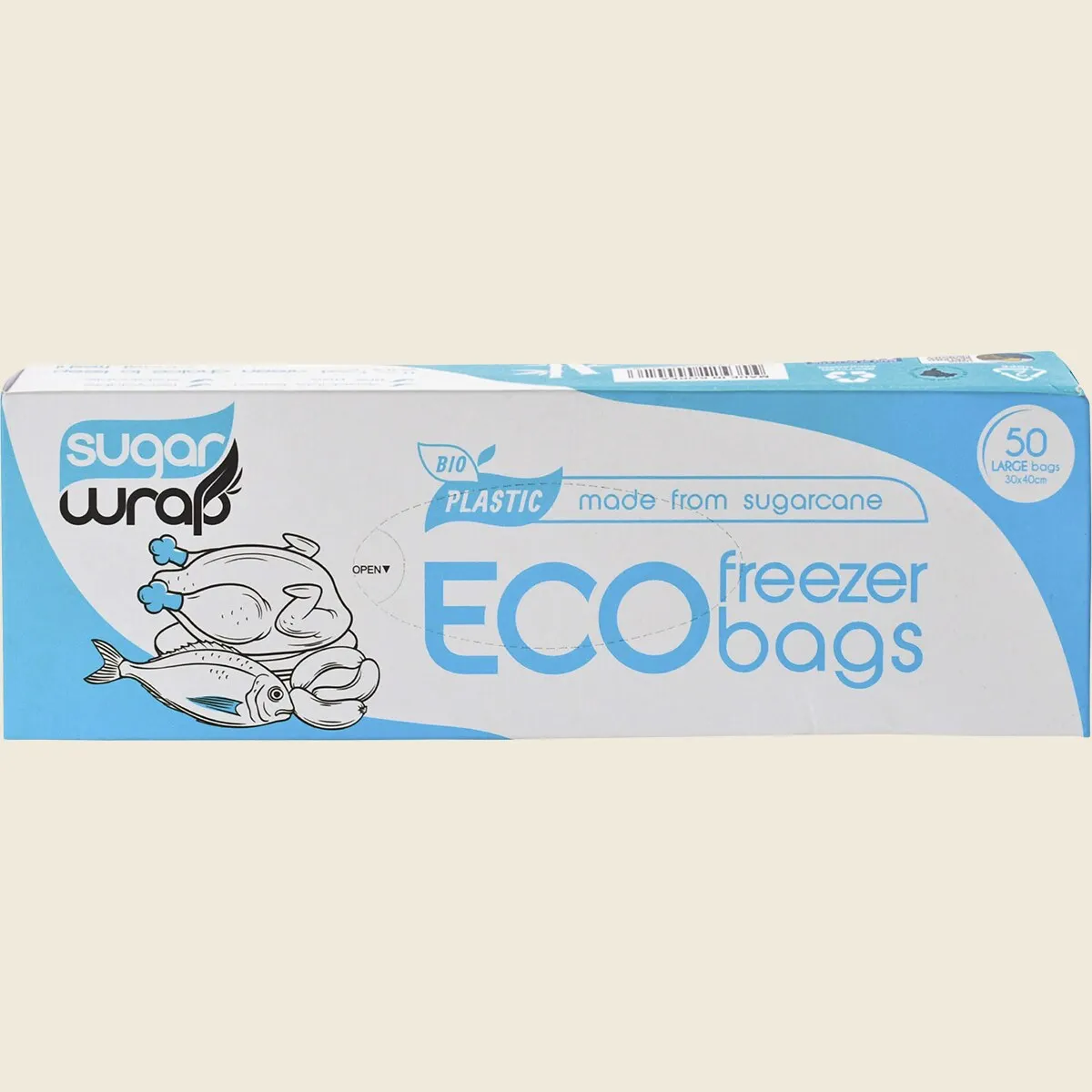 SugarWrap Eco Freezer Bags, Sugarcane Plastic-Free 50pk, Fresh-Lock Freezing - Image 2