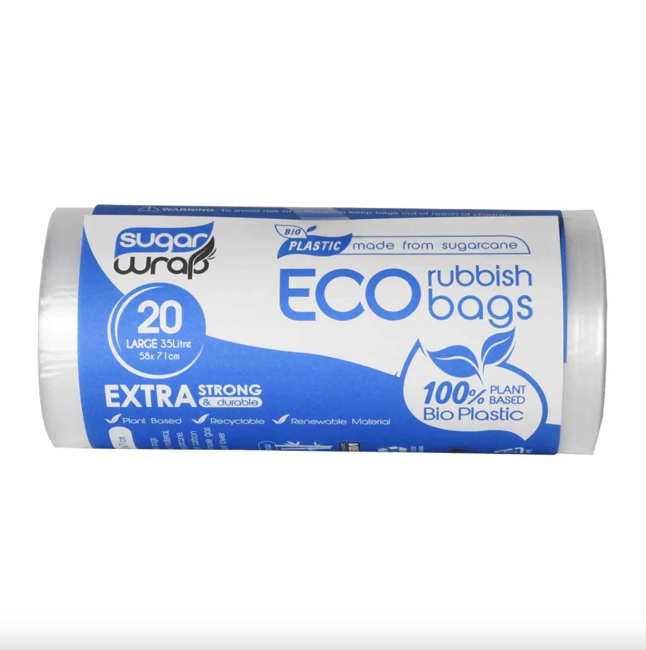 SugarWrap Eco Rubbish Bags Large 35L 20pk,  Made From Sugarcane Extra Strong & Durable - Image 2
