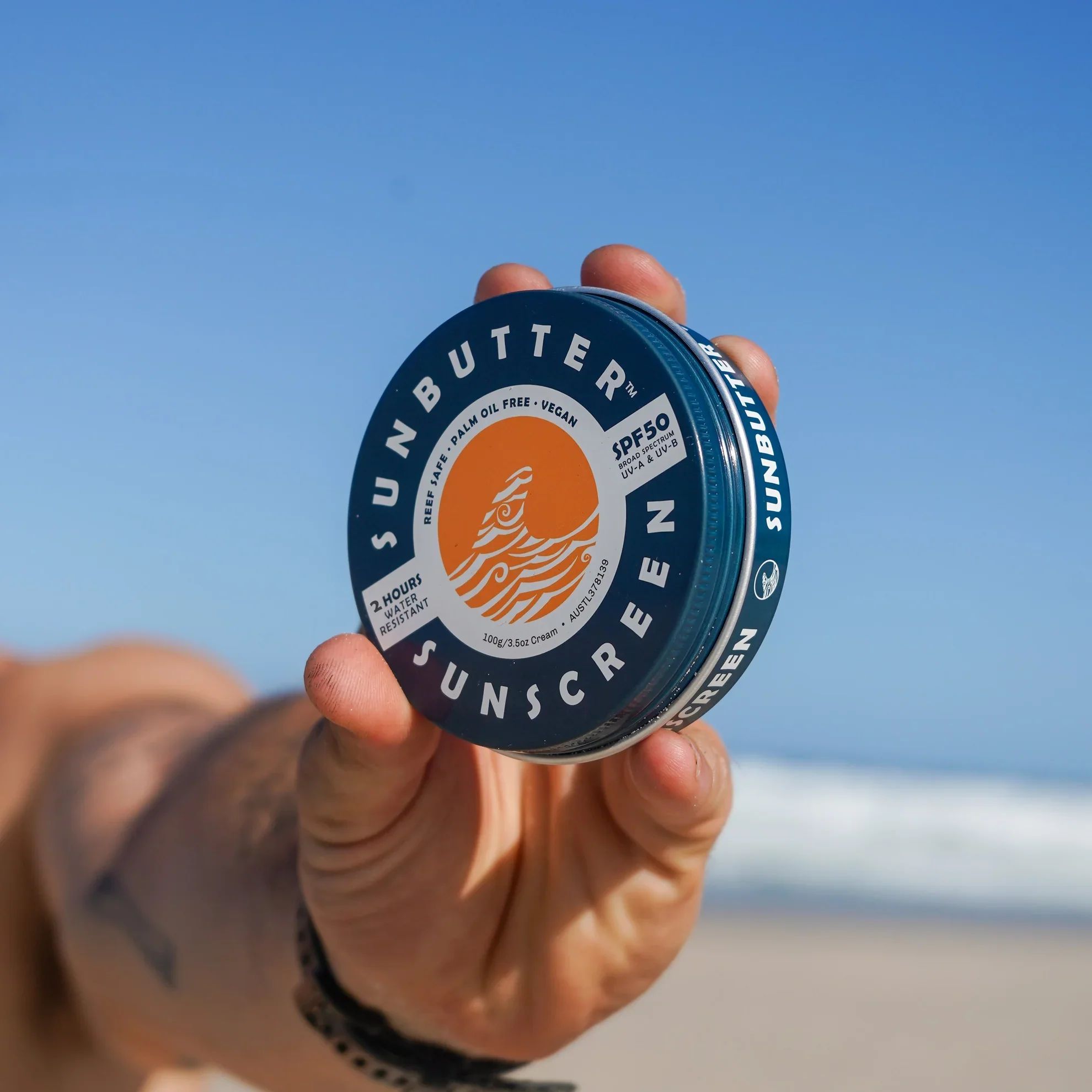 Sunbutter Skincare Sunscreen SPF50 100g, Water Resistant Reef Safe Sunscreen