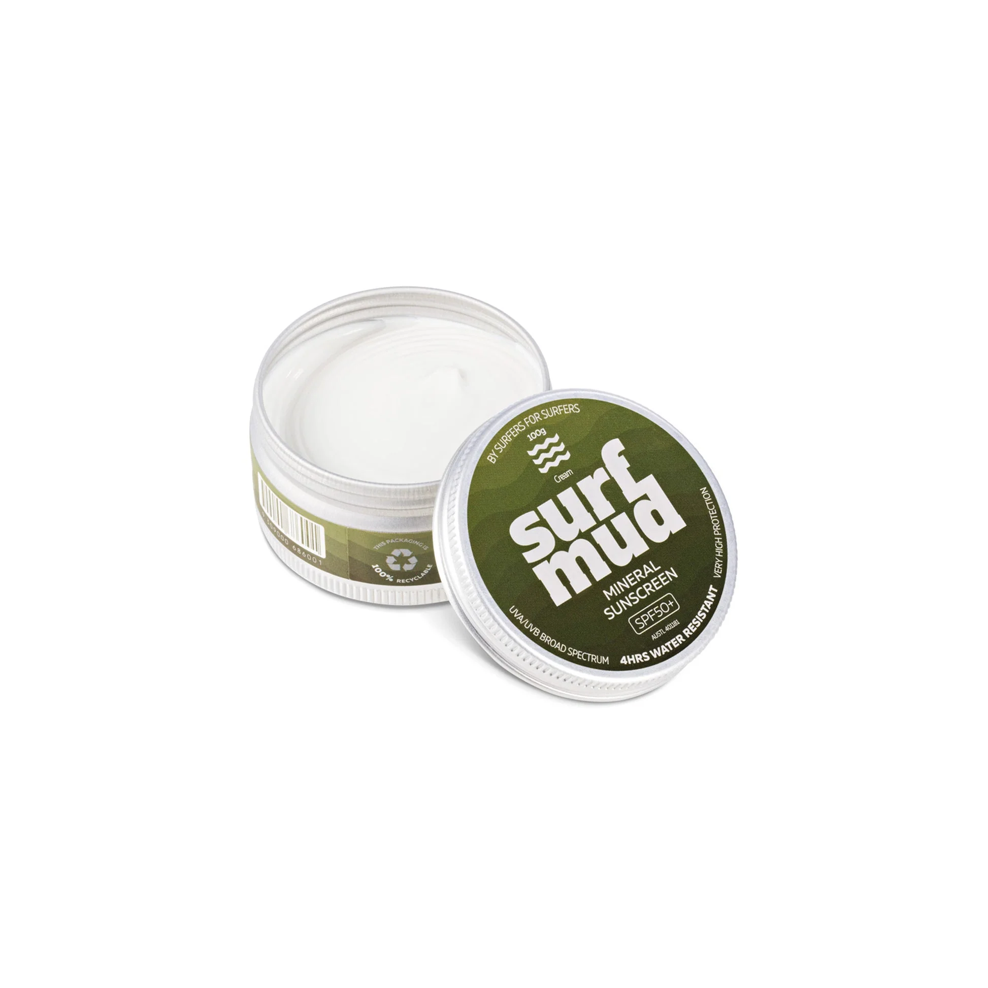Surfmud Mineral Sunscreen 100g Tin, SPF50+