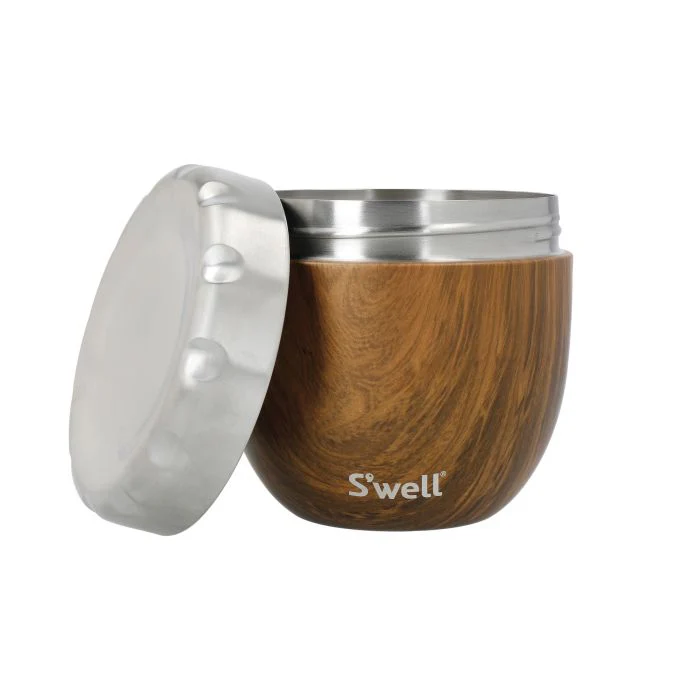 S'well Eats Insulated Stainless Steel Bowl 21.5oz | 636mL With Added Prep Bowl 14oz | 414mL, Teakwood Design - Image 3